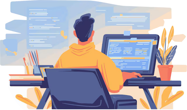 Dev at desk